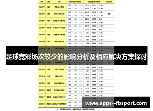 足球竞彩场次较少的影响分析及相应解决方案探讨